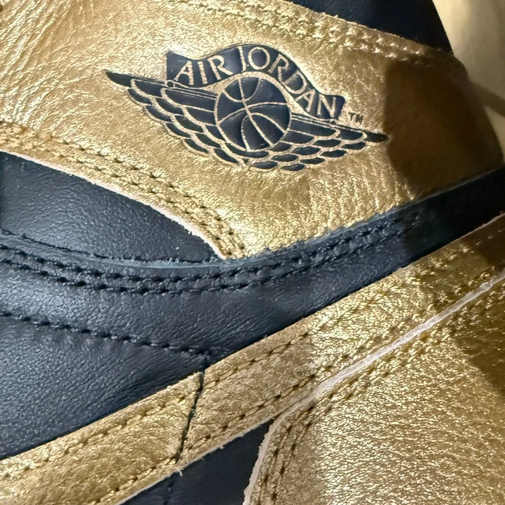 NEW Jordan Black and Gold High-Top Sneakers - Picture 2 of 11